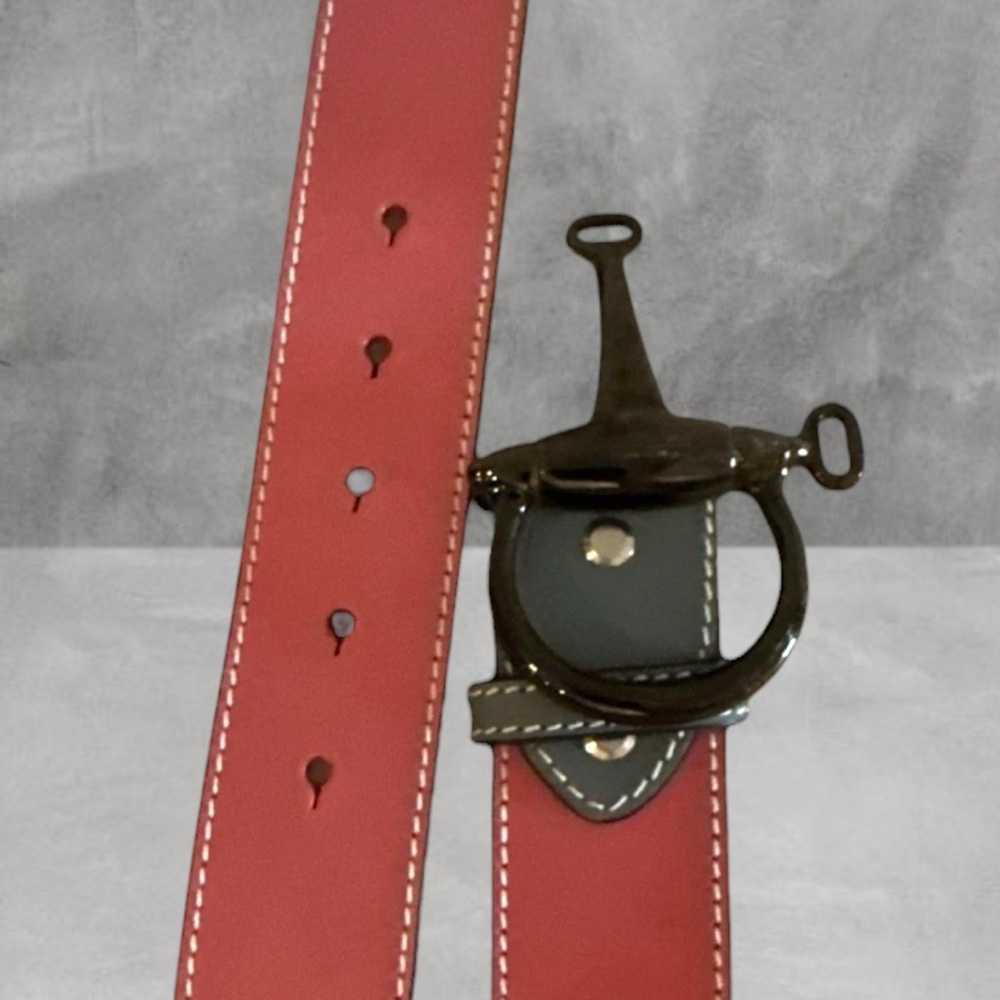 Women’s Lilo Espana SPAIN PINK GRAY Leather Stirrup Buckle Belt L/XL 40-44"